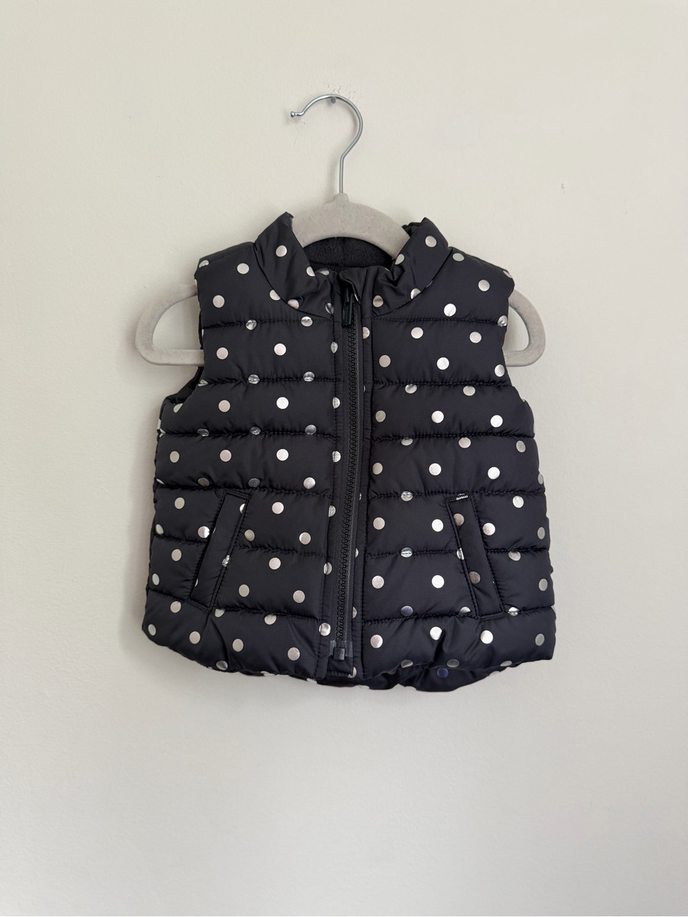 Old Navy Polka Dot Puffer Vest (Size 6-12m)